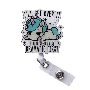Unicorn Badge Reel Key Holder - Funny Dramatic - Work Accessory